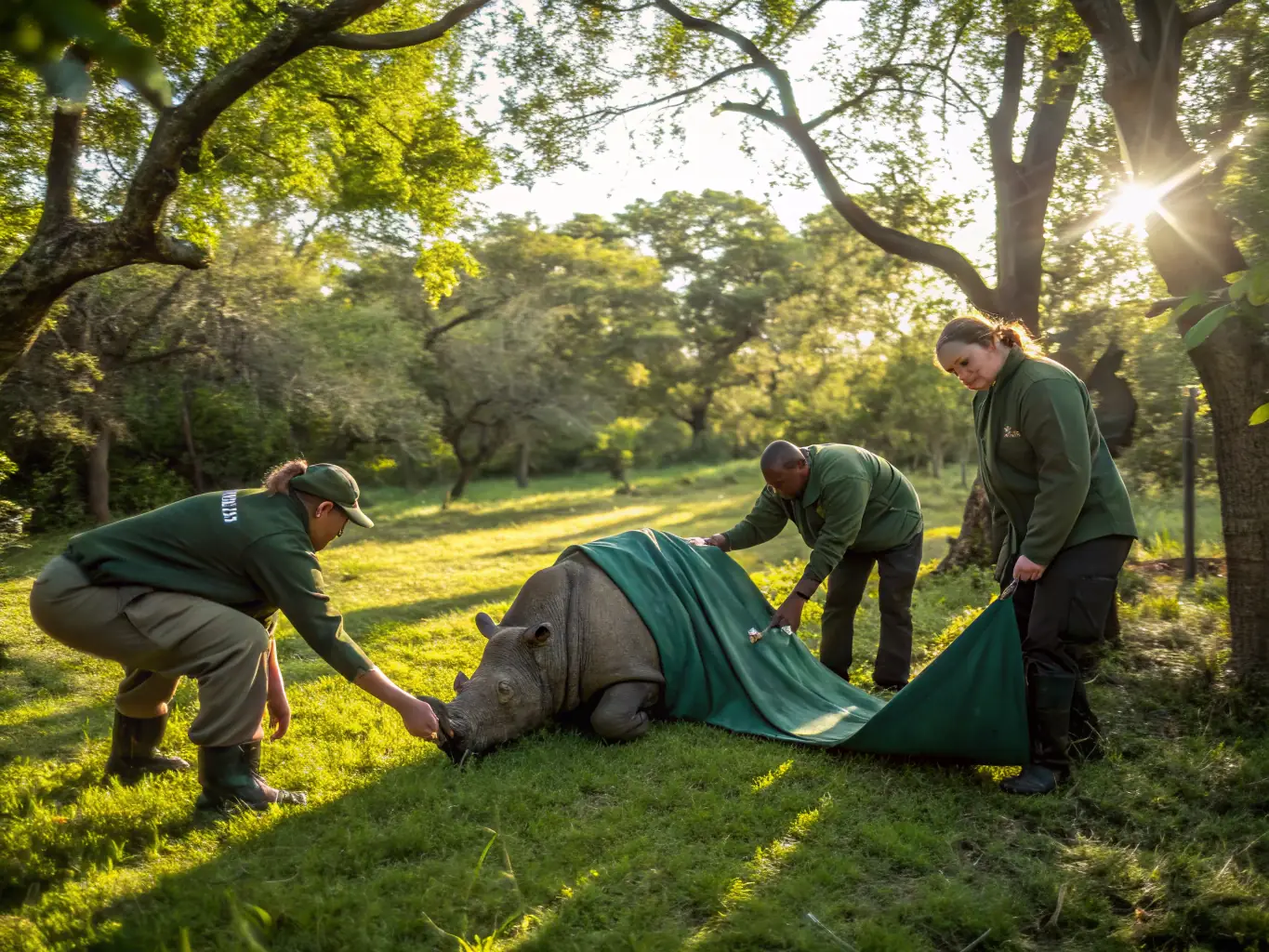 A photograph showcasing a warden releasing a rehabilitated animal back into its natural habitat, emphasizing the organization's commitment to wildlife conservation.